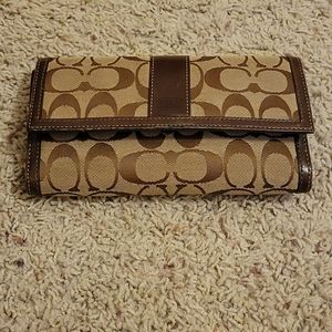 Vintage Coach brown Signature large wallet